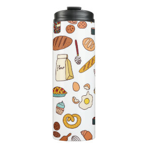 Vintage food illustrations: seamless pattern. thermal tumbler