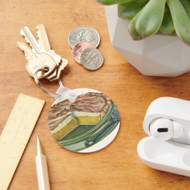 Vintage Food, Lemon Meringue Pie Dessert Key Ring (Desk)