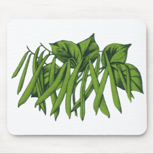 Vintage Food, Organic Green Beans Vegetables Mouse Pad