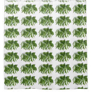 Vintage Food, Organic Green Beans Vegetables Shower Curtain