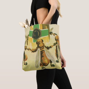 Vintage Food, Organic Honey Bees Dancing Jar Tote Bag