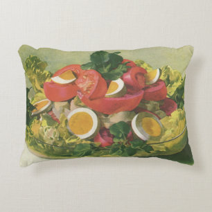 Vintage Food, Organic Mixed Green Mesclun Salad Decorative Cushion