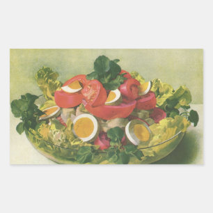 Vintage Food, Organic Mixed Green Mesclun Salad Rectangular Sticker