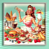 Vintage Food Pin-Up Illustration
