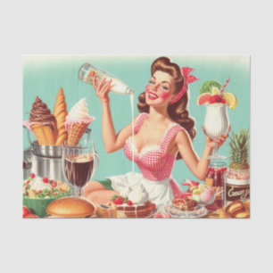 Vintage Food Pin-Up Illustration Tissue Paper