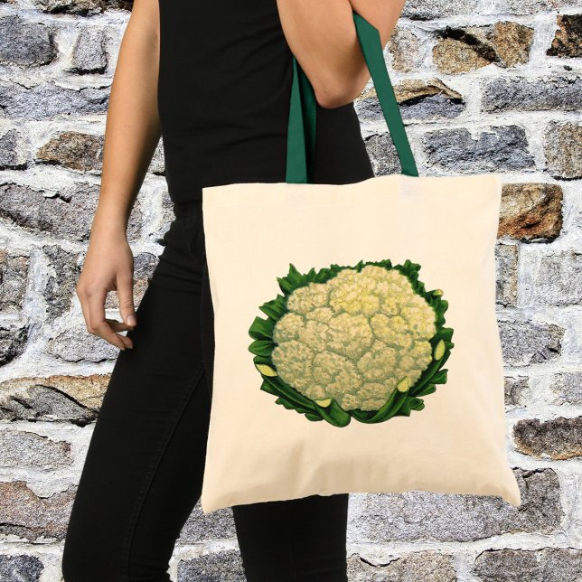 Vintage Food Vegetables Veggies Cauliflower Tote Bag (Creator Uploaded)