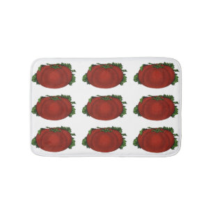 Vintage Foods, Ripe Tomato, Vegetables and Fruits Bath Mat