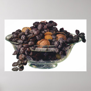 Vintage Foods, Walnuts and Almonds, Fruit and Nuts Poster