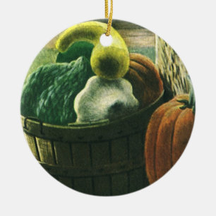 Vintage Foods, Winter Squash, Pumpkin and Apples Ceramic Ornament