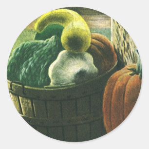 Vintage Foods, Winter Squash, Pumpkin and Apples Classic Round Sticker