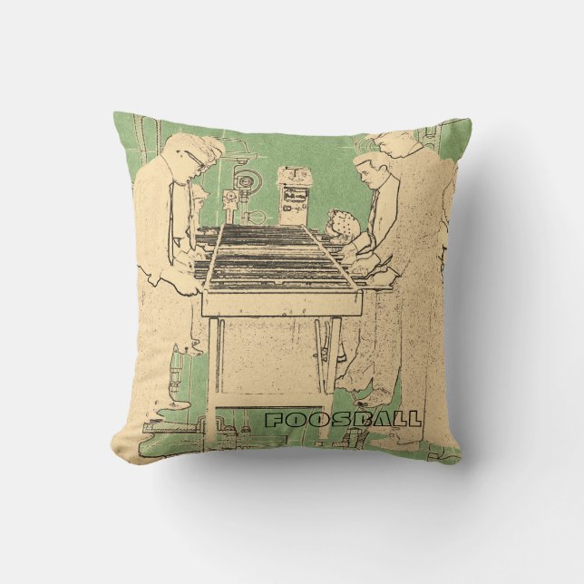 VINTAGE FOOSBALL FUZBOLL PHOTO ART TABLE FOOTBALL CUSHION (Front)