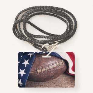 Vintage Football and Flag ID Badge