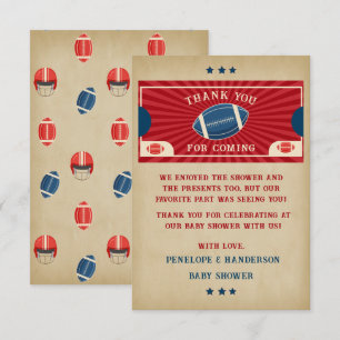 Vintage Football Baby Shower  Thank You Card