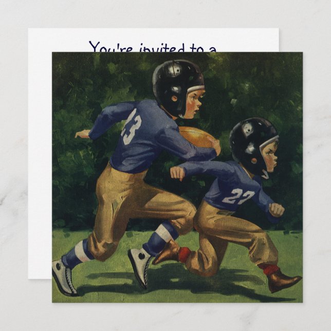 Vintage Football, Children, Boys Playing Sports  Invitation (Front/Back)