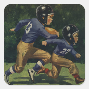 Vintage Football, Children, Boys Playing Sports  Square Sticker