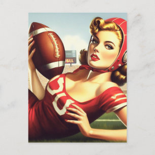 Vintage Football Girl Postcard