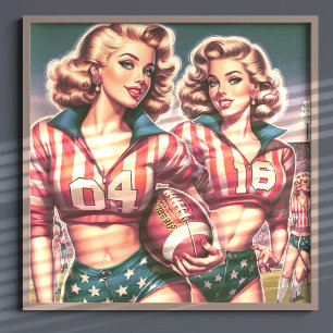 Vintage Football Girls Poster