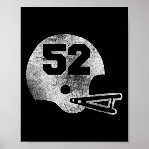 Vintage Football Jersey Number 52 Player Number Poster