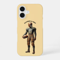 Vintage Football Player with a Leather Helmet URM