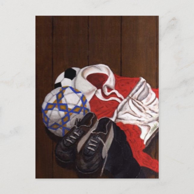 Vintage Football Soccer Painting Postcard (Front)