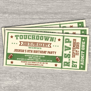 Vintage Football Ticket Birthday Invitation