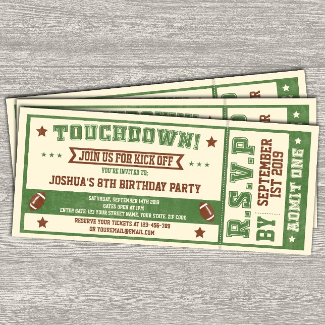 Vintage Football Ticket Birthday Invitation (Creator Uploaded)