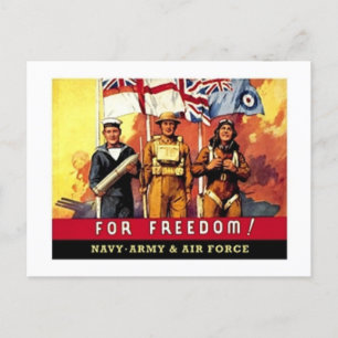 VIntage For Freedom Navy, Army, Air Force recruiti Postcard