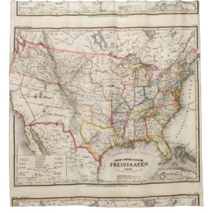 Vintage Foreign United States Map (1845) Shower Curtain
