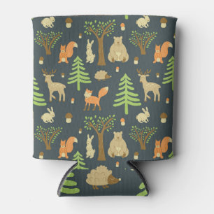Vintage Forest Animals, Children's Pattern. Can Cooler