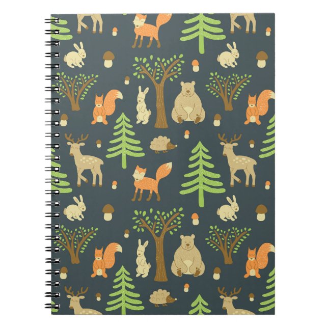 Vintage Forest Animals, Children's Pattern. Notebook (Front)