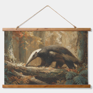 Vintage Forest Anteater Moody Nature Art Hanging Tapestry