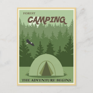 vintage Forest camping postcard