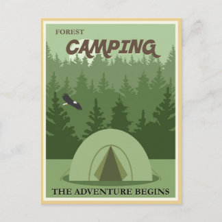 vintage Forest camping postcard