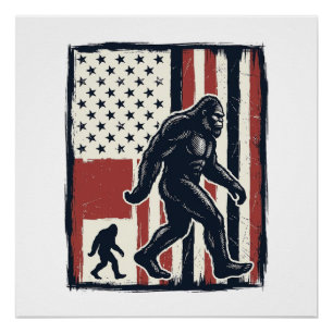 Vintage Forest Creature Flag Vector Shirt Design_1 Poster