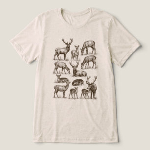 Vintage Forest Deer Stag Fawn Collection Tri-Blend Shirt