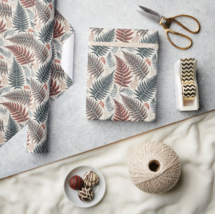Vintage Forest Ferns Botanical Print Wrapping Paper