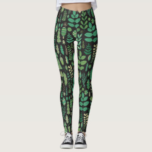 Vintage Forest Floral Seamless Design Leggings