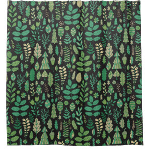 Vintage Forest Floral Seamless Design Shower Curtain