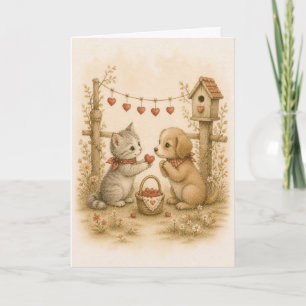 Vintage Forest Friends Greeting Card