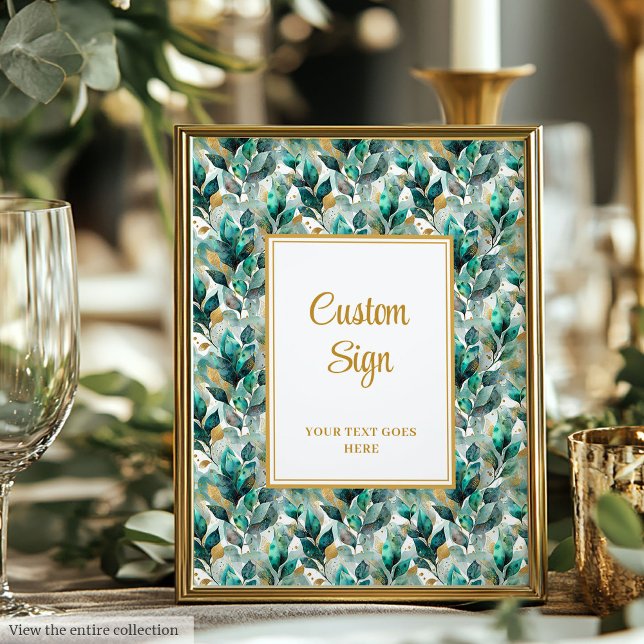 Vintage Forest Green Gold Leaves Custom Poster (Vintage Forest Green Gold Leaves Custom Poster)