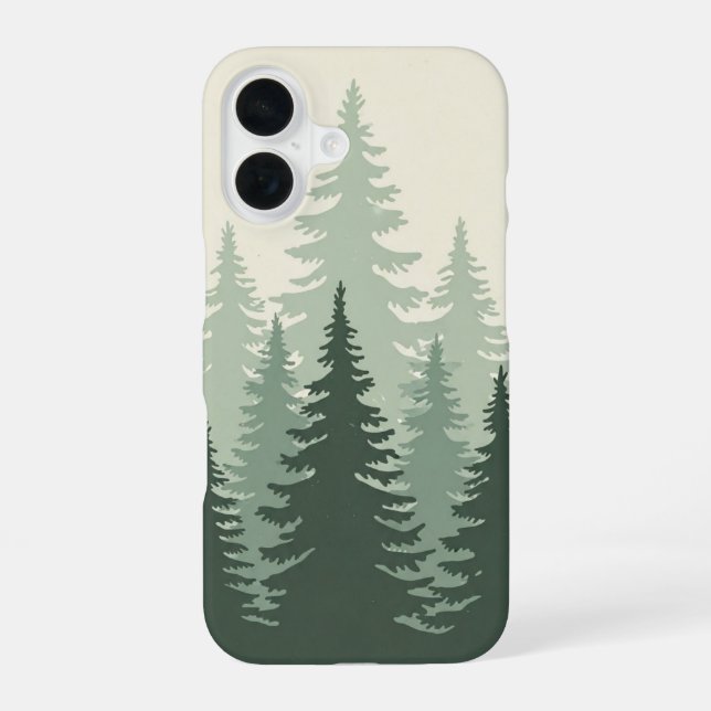Vintage Forest Lines iPhone 16 Case (Back)