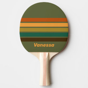 Vintage Forest Marsh Across Striping with Name Ping Pong Paddle