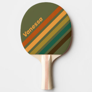 Vintage Forest Marsh Angled Striping with Name Ping Pong Paddle