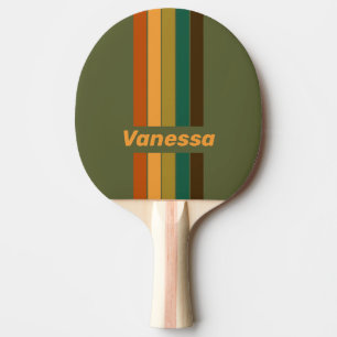 Vintage Forest Marsh Pin Striped with Name Ping Pong Paddle