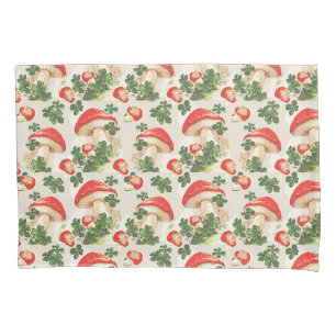 Vintage Forest Mushroom Lucky Clover Pattern Pillowcase