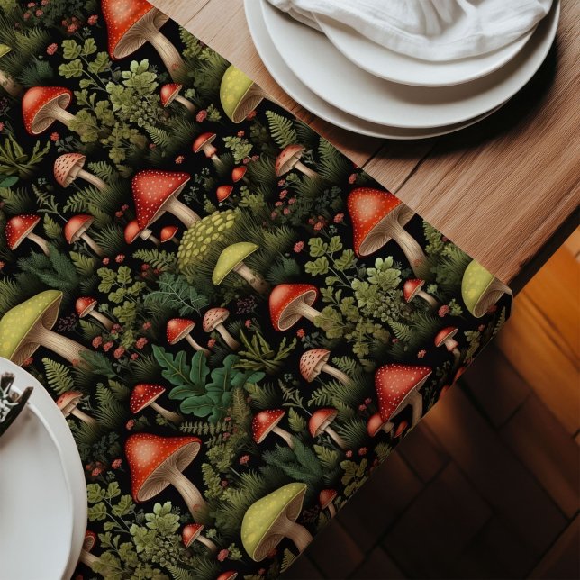 Vintage Forest Table Runner Earthy Mushroom Art (Vintage Forest Table Runner Earthy Mushroom Art)