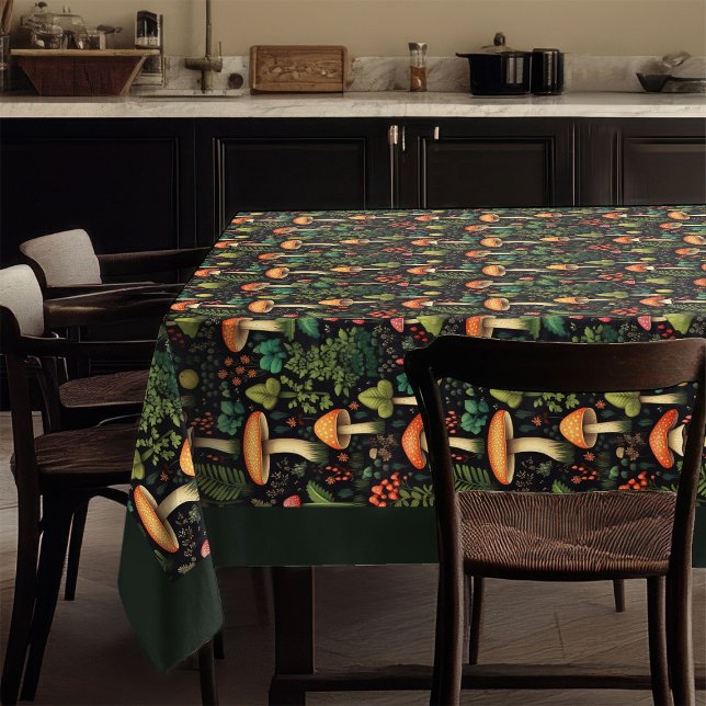 Vintage Forest Tablecloth Cosy Mushroom Design (Vintage Forest Tablecloth Cozy Mushroom Design)