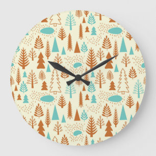Vintage Forest: Timeless Natural Pattern. Large Clock