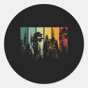 Vintage Forest Trees Outdoors Nature Hiking Campin Classic Round Sticker