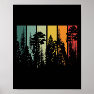Vintage Forest Trees Outdoors Nature Hiking Campin Poster